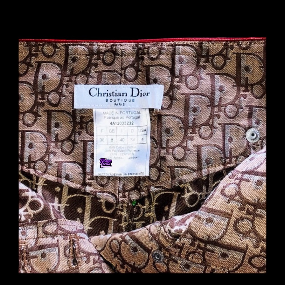 Christian Dior Vintage Monogram Logo Canvas & Leather Rasta Trotter Mini Skirt - Picture 9 of 17